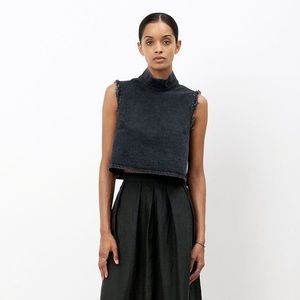 Rachel Comey Cropped Una Top in black denim (2)